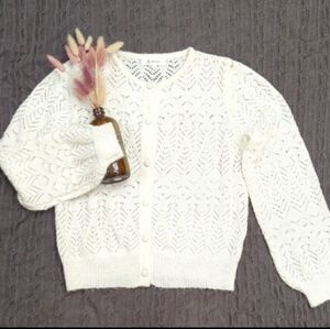 Kilky Parisian Brand Sezane Style Mohair Wool Blend Knit Button Up Cardigan